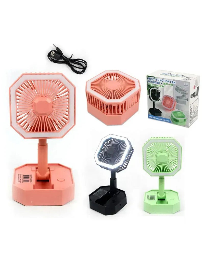 Multi-Function LED Fan – Rechargeable Desk Fan with Built-in Lamp for Home, Office, or Travel - Image 1