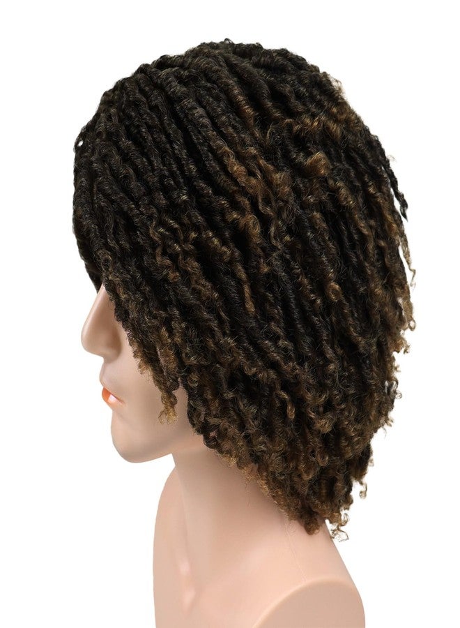 GNIMEGIL T1B/27 Short Dreadlocks Wigs for Men Medium Length Afro Hairstyle Fake Dreads Wig with Bangs in Synthetic Hair Braided Wigs Locs Fluffy 14 inch - Image 4