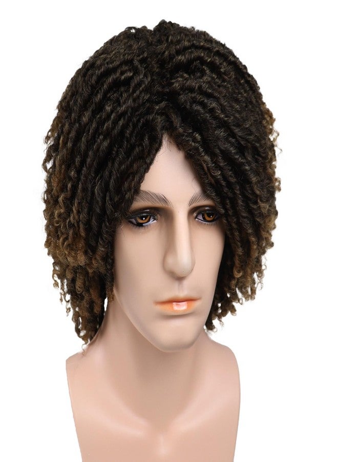 GNIMEGIL T1B/27 Short Dreadlocks Wigs for Men Medium Length Afro Hairstyle Fake Dreads Wig with Bangs in Synthetic Hair Braided Wigs Locs Fluffy 14 inch - Image 2
