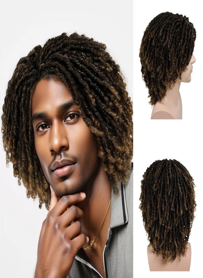GNIMEGIL T1B/27 Short Dreadlocks Wigs for Men Medium Length Afro Hairstyle Fake Dreads Wig with Bangs in Synthetic Hair Braided Wigs Locs Fluffy 14 inch - Image 1