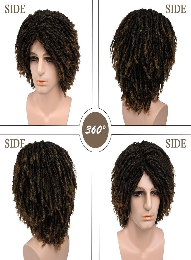 GNIMEGIL T1B/27 Short Dreadlocks Wigs for Men Medium Length Afro Hairstyle Fake Dreads Wig with Bangs in Synthetic Hair Braided Wigs Locs Fluffy 14 inch - Image 5