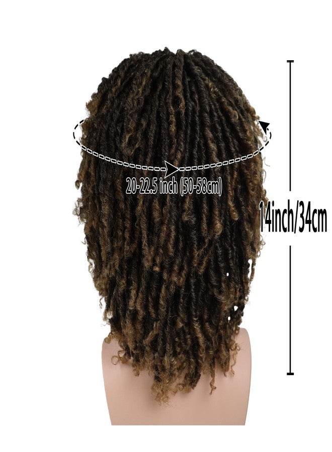 GNIMEGIL T1B/27 Short Dreadlocks Wigs for Men Medium Length Afro Hairstyle Fake Dreads Wig with Bangs in Synthetic Hair Braided Wigs Locs Fluffy 14 inch - Image 3