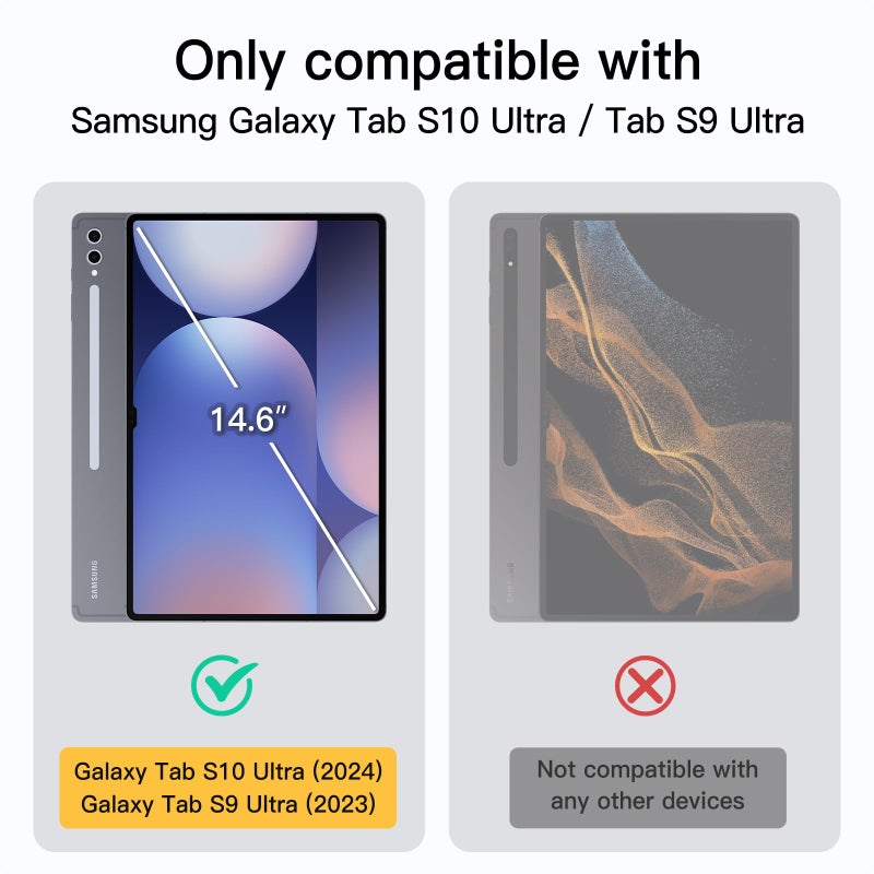 JETech Case for Samsung Galaxy Tab S10 Ultra/Tab S9 Ultra 14.6-Inch with S Pen Holder, Slim Folio Stand Protective Tablet Cover, Multi-Angle Viewing (Black) - Image 2