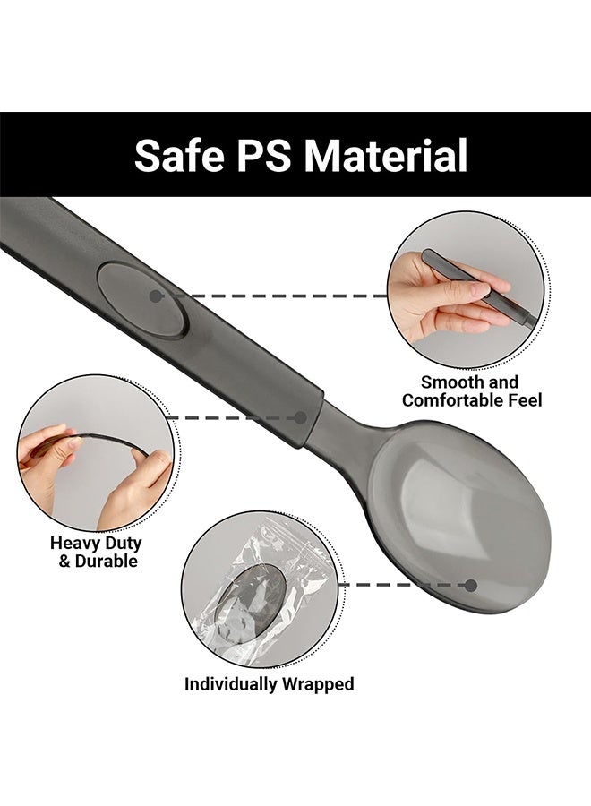 اتش اس 100 قطعة ملاعق بلاستيكية للاستعمال لمرة واحدة، ملاعق بلاستيكية مقاس 6.6"x1.3"، ملاعق قوية، أدوات مائدة بلاستيكية للاستعمال لمرة واحدة، مجموعة أدوات مائدة لحفلات، أفراح، أعياد الميلاد، العطلات، تجمعات عائلية، ملاعق للحلوى مثل الشوكولاتة، القهوة، أو الآيس كريم للحفلات - Image 3