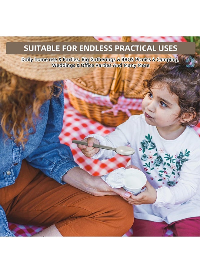 اتش اس 100 قطعة ملاعق بلاستيكية للاستعمال لمرة واحدة، ملاعق بلاستيكية مقاس 6.6"x1.3"، ملاعق قوية، أدوات مائدة بلاستيكية للاستعمال لمرة واحدة، مجموعة أدوات مائدة لحفلات، أفراح، أعياد الميلاد، العطلات، تجمعات عائلية، ملاعق للحلوى مثل الشوكولاتة، القهوة، أو الآيس كريم للحفلات - Image 5