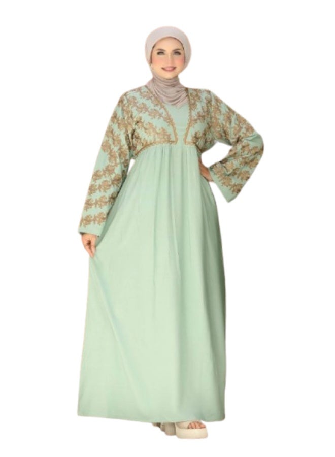 Women's abaya for receiving guests and going out, embroidered with luxurious imported Marasi Al-Ahram fabric - a comfortable, loose fit suitable for occasions and home. - Image 1