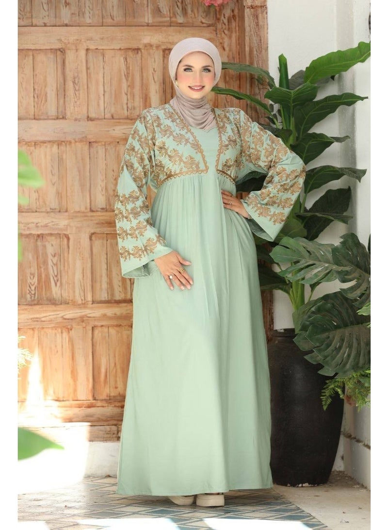 Women's abaya for receiving guests and going out, embroidered with luxurious imported Marasi Al-Ahram fabric - a comfortable, loose fit suitable for occasions and home. - Image 2