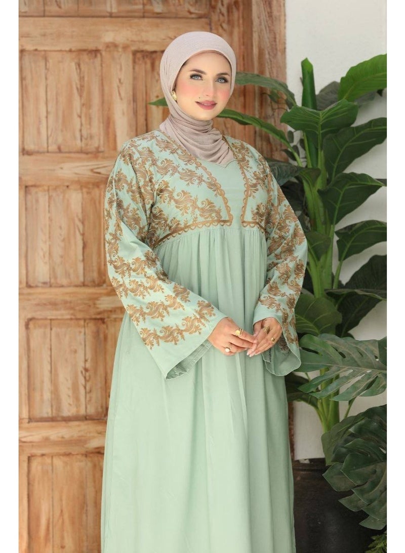 Women's abaya for receiving guests and going out, embroidered with luxurious imported Marasi Al-Ahram fabric - a comfortable, loose fit suitable for occasions and home. - Image 3