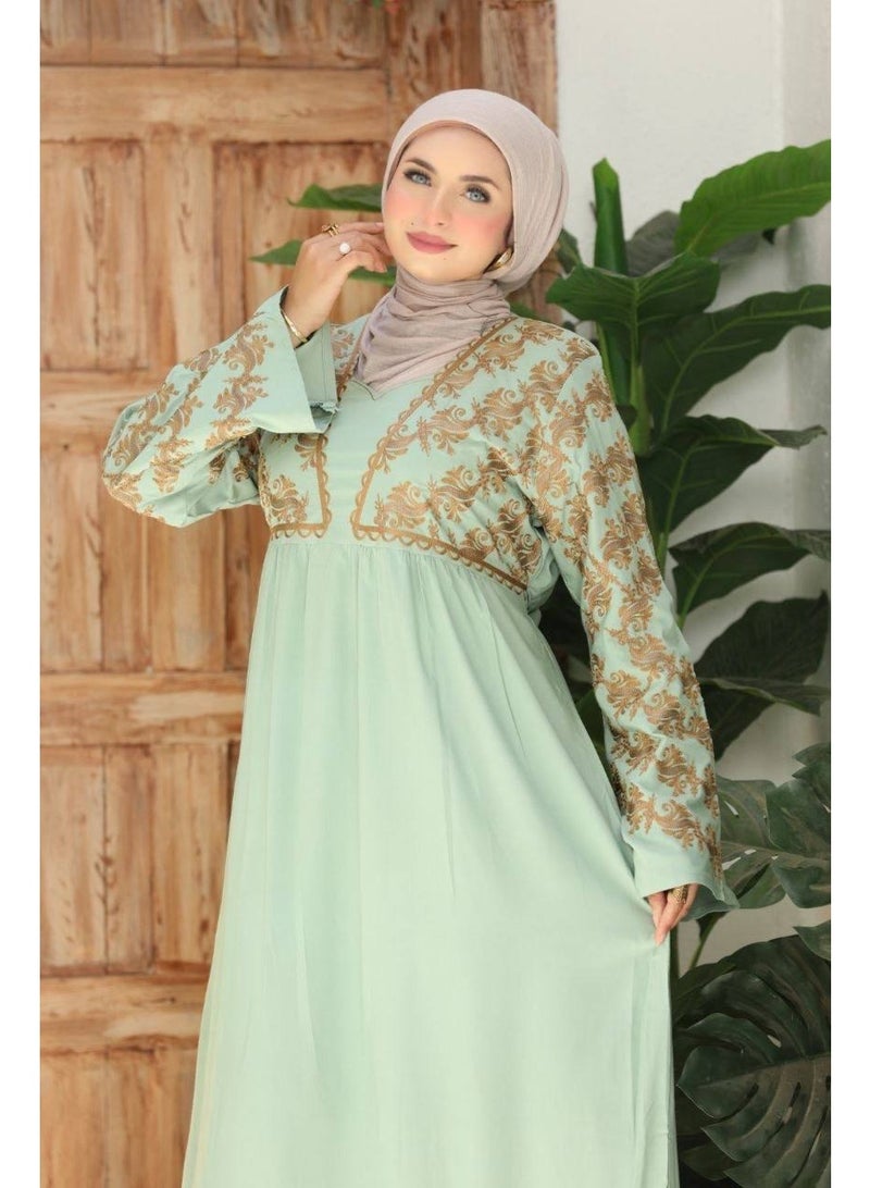 Women's abaya for receiving guests and going out, embroidered with luxurious imported Marasi Al-Ahram fabric - a comfortable, loose fit suitable for occasions and home. - Image 4