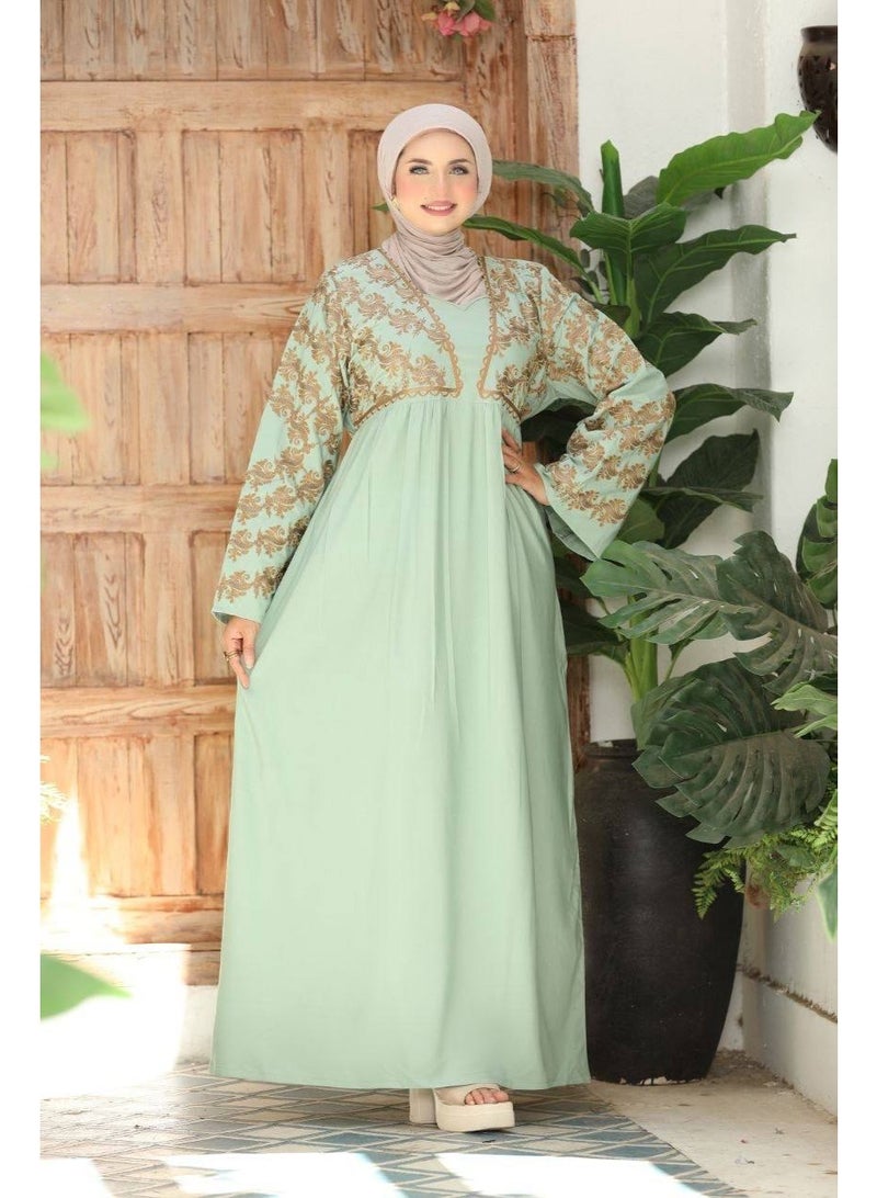 Women's abaya for receiving guests and going out, embroidered with luxurious imported Marasi Al-Ahram fabric - a comfortable, loose fit suitable for occasions and home. - Image 5