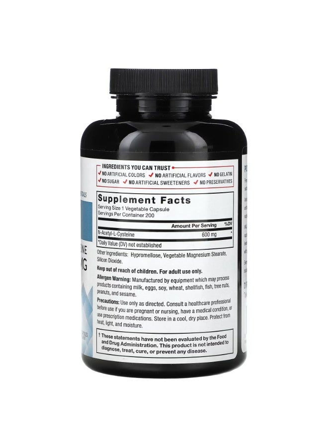 Force Factor Fundamentals, NAC, N-Acetyl-L-Cysteine, 600 mg, 200 Vegetable Capsules - Image 2