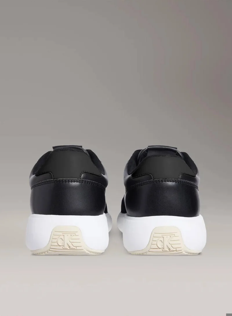Calvin Klein Jeans Ck Black/Pistacchio/White Jade Leather Runner Trainers for Men | Best Price UAE
