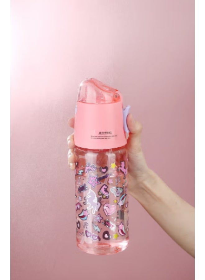 Five dream house Unicorn Theme Kids Water Bottle Spray Cup, 580ML Leakproof Water Bottle with Adjustable Shoulder Strap, Portable Drinking & Cooling Cup for Kids - Image 2