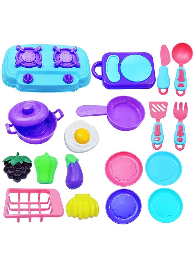 FunBlast Kitchen Play Set Toys for Girls - Portable Cooking Kitchen Play Set Pretend Play Food Party Role Toy for Boys Girls, Early Educational Toys Kitchen Set Toys - 17 Pcs - Multicolor - Image 1