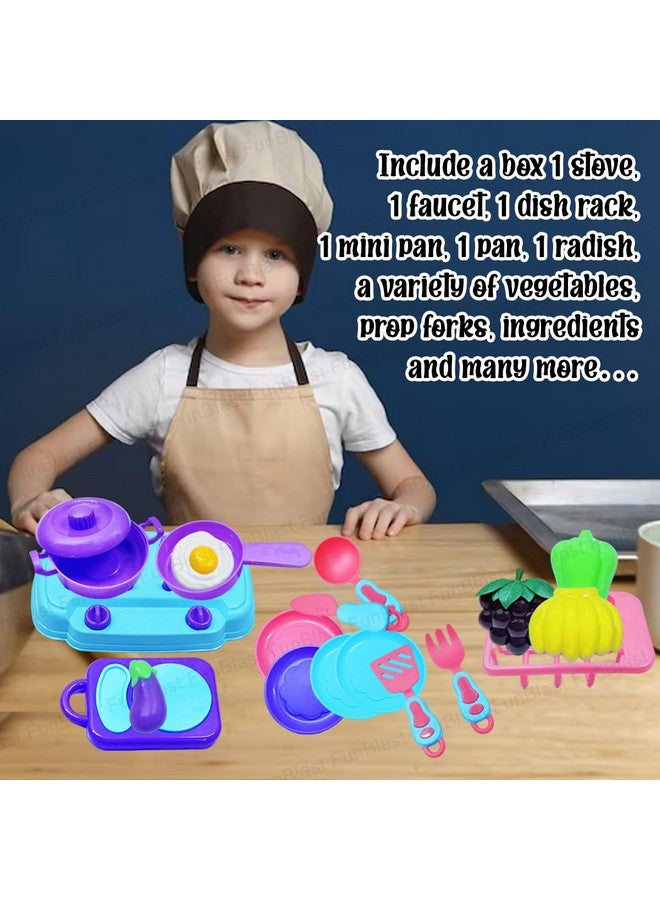 FunBlast Kitchen Play Set Toys for Girls - Portable Cooking Kitchen Play Set Pretend Play Food Party Role Toy for Boys Girls, Early Educational Toys Kitchen Set Toys - 17 Pcs - Multicolor - Image 4
