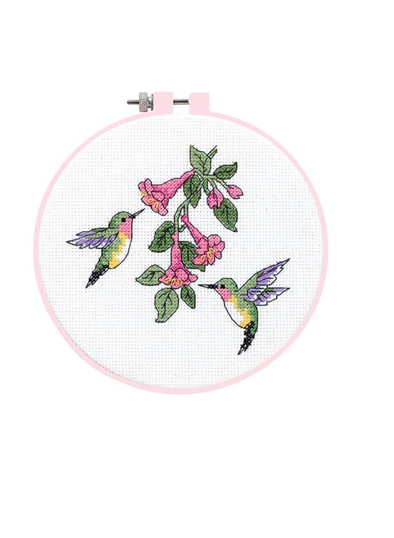 Hummingbird Duo Counted Cross Stitch Kit 6in Round - Image 1