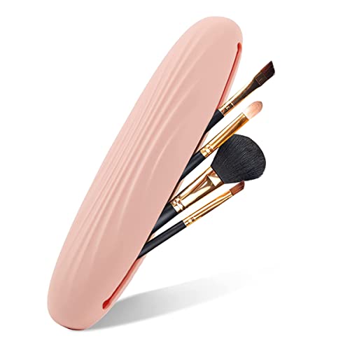 MAYCREATE® Makeup Brush Holder Travel Silicone Cosmetic Face Brushes Holder, Portable Soft and Sleek Makeup Brush Organizer Pouch Tools (Pink) - Image 1