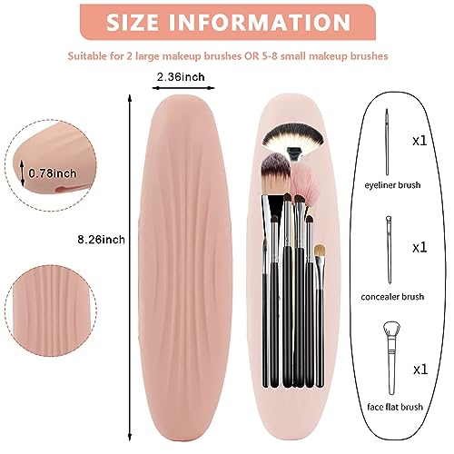 MAYCREATE® Makeup Brush Holder Travel Silicone Cosmetic Face Brushes Holder, Portable Soft and Sleek Makeup Brush Organizer Pouch Tools (Pink) - Image 2