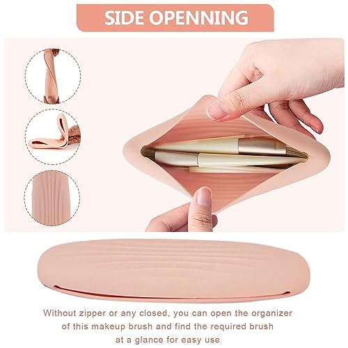 MAYCREATE® Makeup Brush Holder Travel Silicone Cosmetic Face Brushes Holder, Portable Soft and Sleek Makeup Brush Organizer Pouch Tools (Pink) - Image 5
