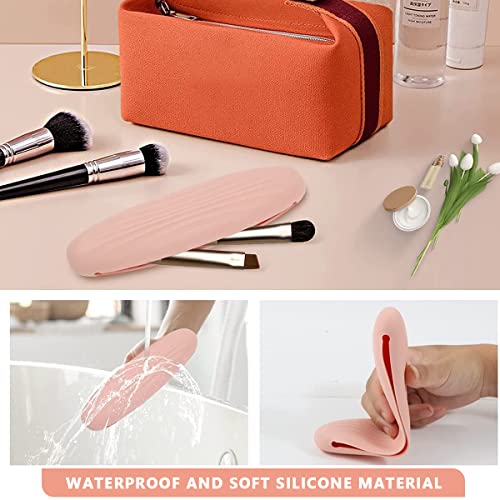 MAYCREATE® Makeup Brush Holder Travel Silicone Cosmetic Face Brushes Holder, Portable Soft and Sleek Makeup Brush Organizer Pouch Tools (Pink) - Image 3