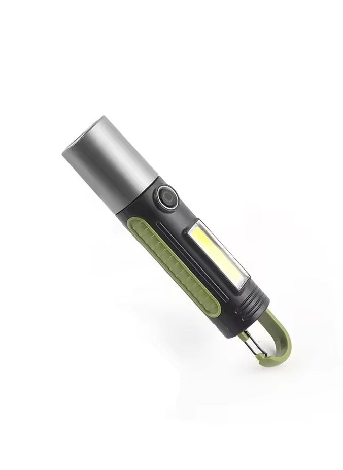 Generic - Multifunctional Flashlight, Zoom able Waterproof Flashlight, Side COB Light, Portable Lamp with 4 Modes Light and Hook for Outdoor Home Emergency - Image 1