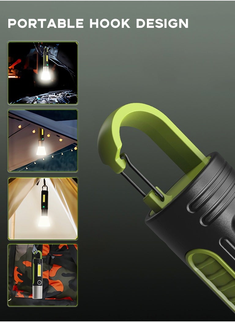 Generic - Multifunctional Flashlight, Zoom able Waterproof Flashlight, Side COB Light, Portable Lamp with 4 Modes Light and Hook for Outdoor Home Emergency - Image 1