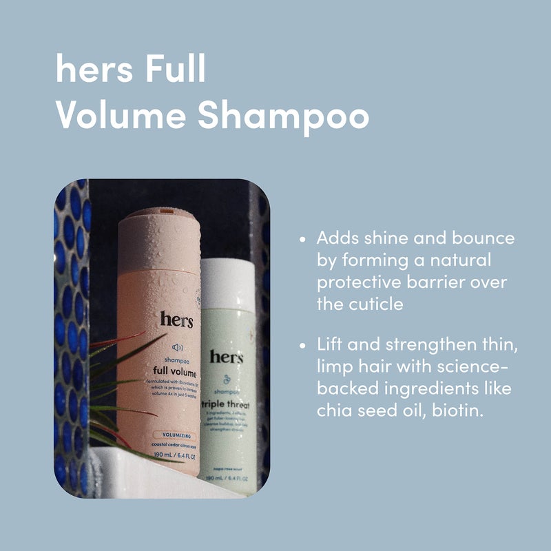 HIMS & HERS Hers Full Volume Shampoo 2 Pack - Volumizing Shampoo for Women - Soft Cedar & Citron - Women's Natural Shampoo Adds Volume, Shine & Bounce - 2 x 6.4 fl oz - Image 3