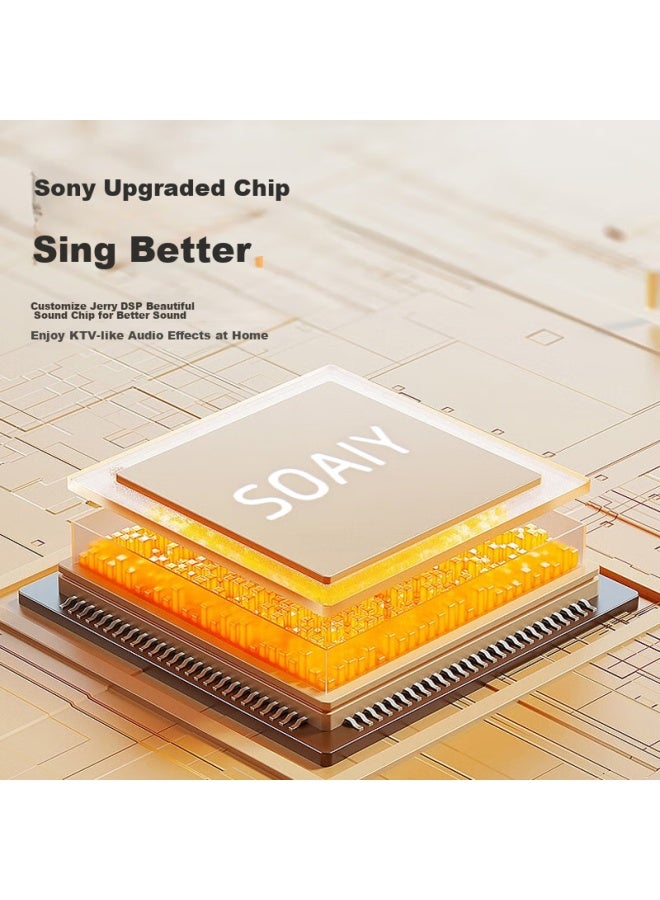 Soaiy Sk21 All-in Speaker Microphone, Dual Speakers, Wireless Bluetooth, Children's Karaoke, Outdoor All-people Singing, Home Ktv Speaker, Cream White, Single Microphone With Plush Cover - Image 2