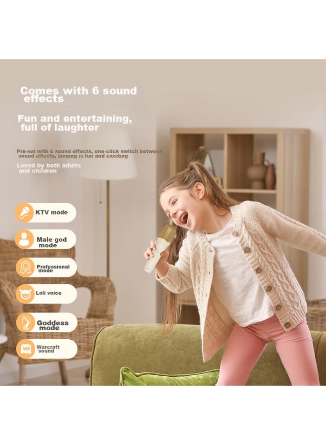 Soaiy Sk21 All-in Speaker Microphone, Dual Speakers, Wireless Bluetooth, Children's Karaoke, Outdoor All-people Singing, Home Ktv Speaker, Cream White, Single Microphone With Plush Cover - Image 5