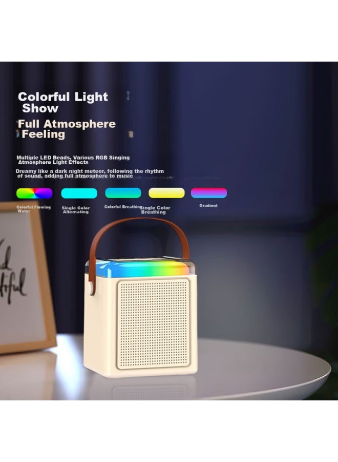 Soaiy Sk21 All-in Speaker Microphone, Dual Speakers, Wireless Bluetooth, Children's Karaoke, Outdoor All-people Singing, Home Ktv Speaker, Cream White, Single Microphone With Plush Cover - Image 3