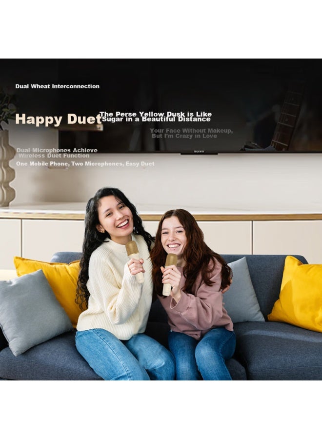 Soaiy Sk21 All-in Speaker Microphone, Dual Speakers, Wireless Bluetooth, Children's Karaoke, Outdoor All-people Singing, Home Ktv Speaker, Cream White, Single Microphone With Plush Cover - Image 4