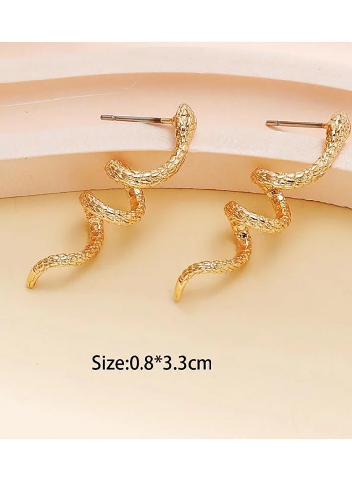 Snake-wound alloy stud earrings - Image 2