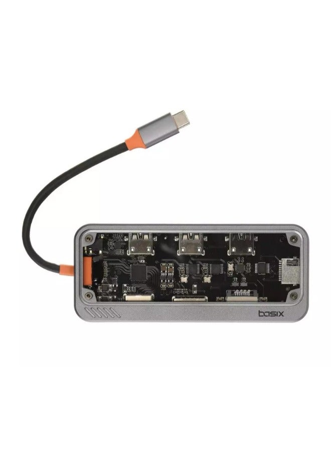 Basix 10 في 1 محور USB نوع C مع منفذين USB 2.0 و USB 3.0 - Image 1