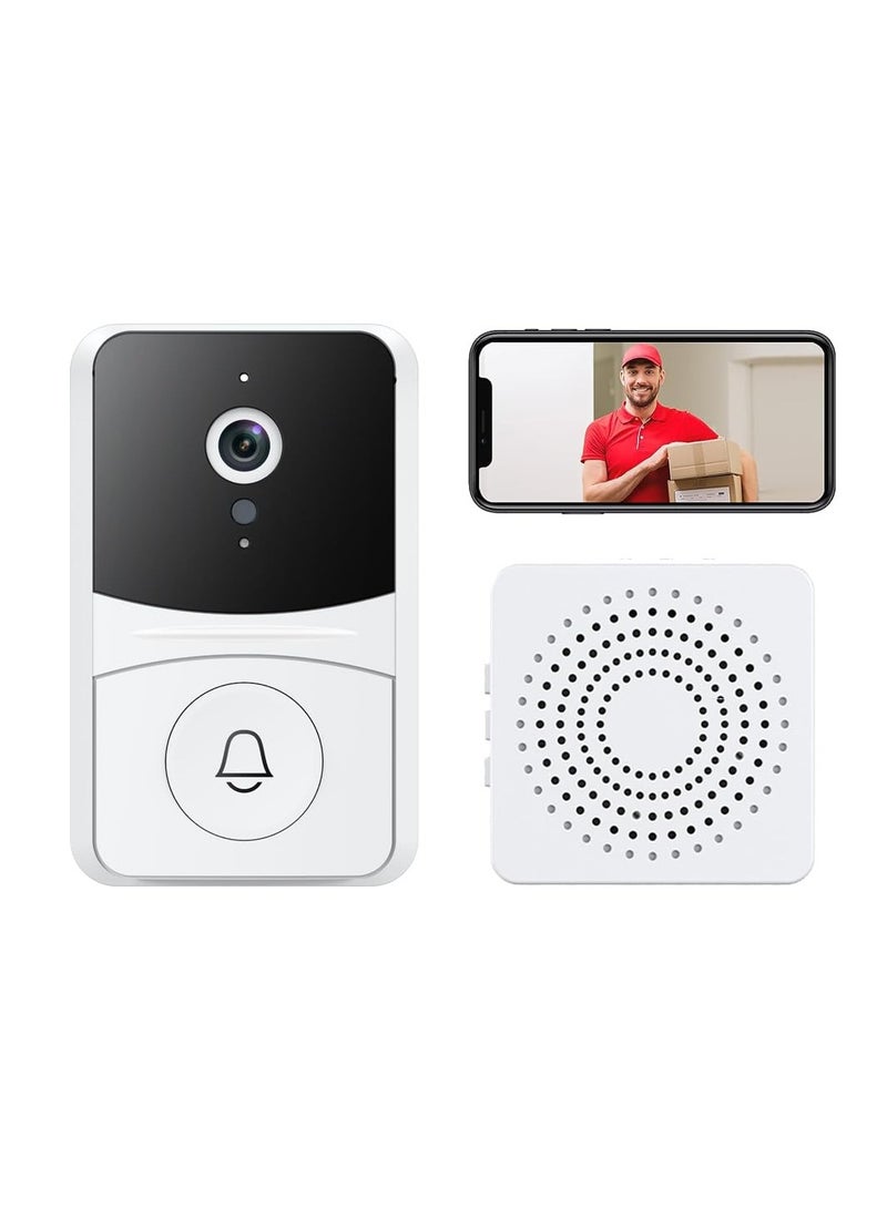 كاميرا جرس باب لاسلكية، مراقبة جرس الباب الذكي، صوت ثنائي الاتجاه لهواتف IOS و Android، 720P، كاميرا جرس الباب لرؤية ليلية للمنازل، الشقق، المكاتب، واي فاي 2.4Ghz فقط - Image 1