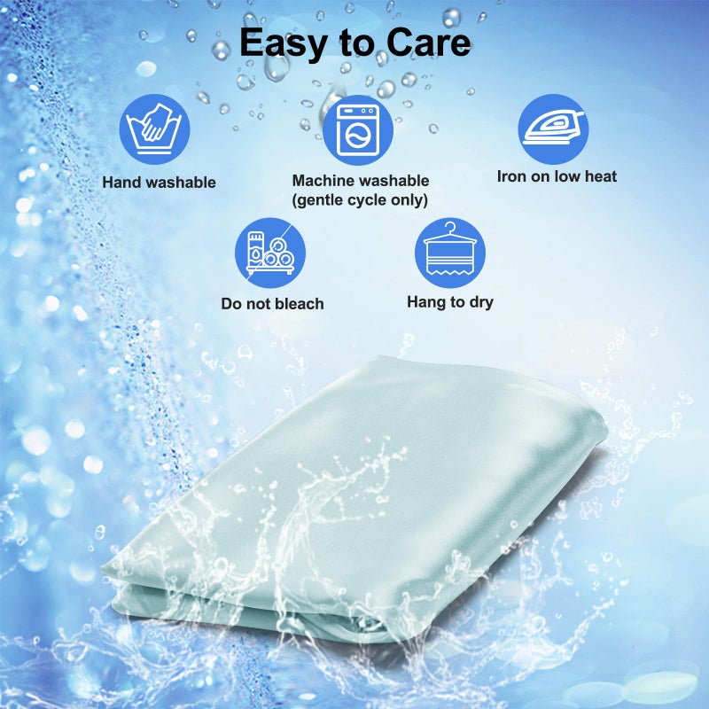 Zelimun Satin Pillowcase for Cervical Pillow, Ergonomic Case, Smooth & Silky Soft Sleeping Pillowcase, Light Blue Pillow Cover with Zipper - Image 5