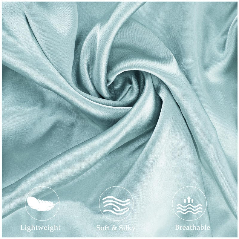Zelimun Satin Pillowcase for Cervical Pillow, Ergonomic Case, Smooth & Silky Soft Sleeping Pillowcase, Light Blue Pillow Cover with Zipper - Image 4
