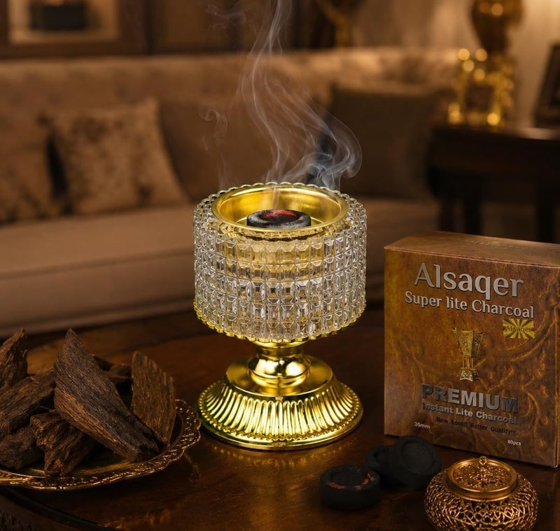ALSAQER Super Lite Bakhoor Charcoal Tablets 35 mm - 80 Pieces Premium Bakhour Charcoal for Madkhan | Long Lasting & Low Ash Odourless Coal for Oud, Incense, Resin, Bakhoor Burner & Mabkhara Burners - Image 5