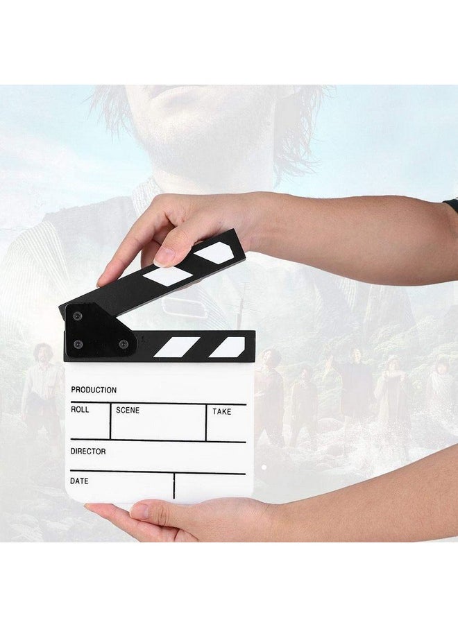 Diyeeni Clap Board Mini Acrylic Director Scene Clapperboard Classic Movie Film Clap Board With A Penfor Shoot Props Advertisement Home Decoration Cosplay Background(Black And White Whiteboard Pav1Bwe3S)  - Image 3