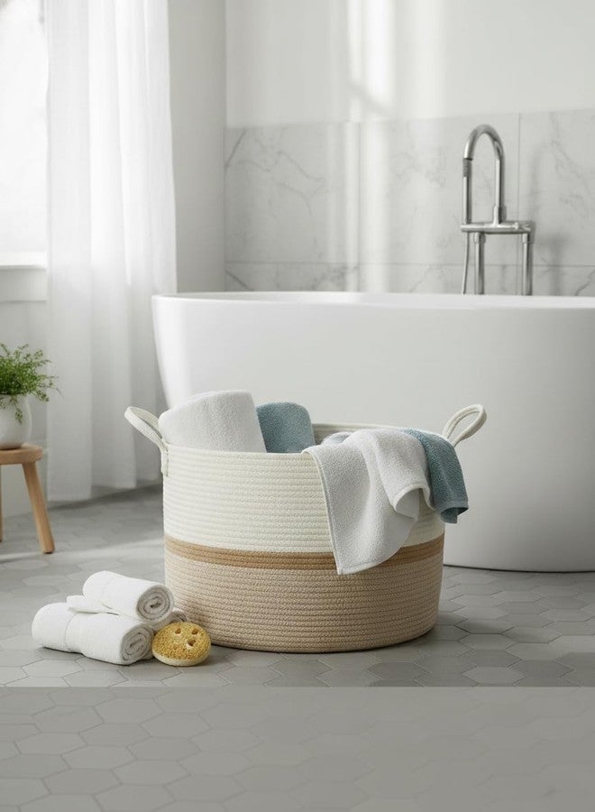 Bellar XXX Large Rope Basket,Shelf Storage Baskets for Organizing,Round Decorative Box for Kids,Woven Rope Storage Snack Storage Area Decorative Boxes Aesthetic -21.7’’*21.7’’*13.8'' - Image 5