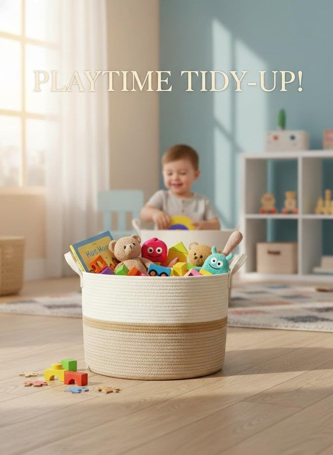 Bellar XXX Large Rope Basket,Shelf Storage Baskets for Organizing,Round Decorative Box for Kids,Woven Rope Storage Snack Storage Area Decorative Boxes Aesthetic -21.7’’*21.7’’*13.8'' - Image 4