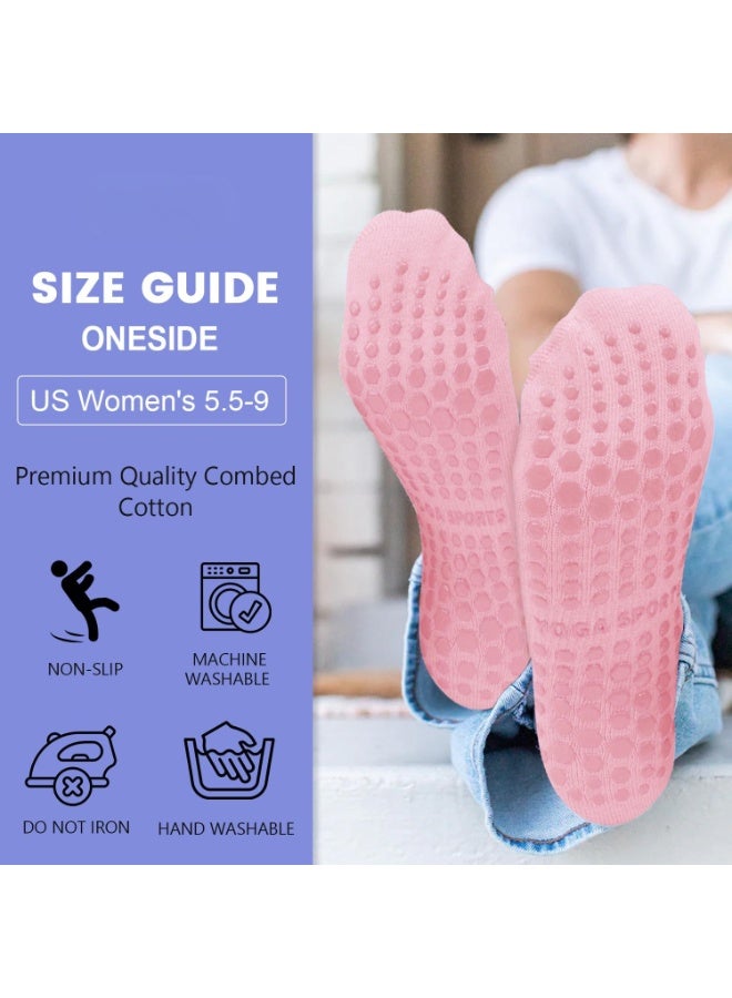 4 أزواج شراب بيلاتس للنساء - جوارب يوغا مضادة للانزلاق لليوجا، الباريه، المستشفى، والأنشطة الحافية - Image 2