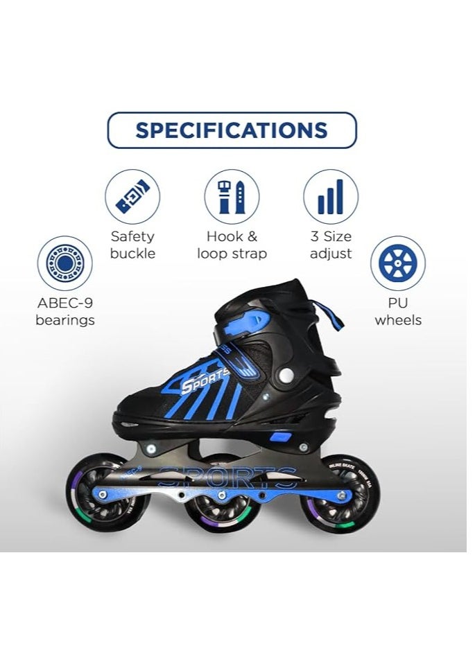 ENDLESS  EL1031 Inline Adjustable Skates Medium Size 34 EUR (UK 1.5) - 38 EUR (UK 5) for 6 to 12 Years | Aluminium Chassis and 100 mm PU Three Wheels | With ABEC 9 Bearings | Indoor and Outdoor  - Image 3
