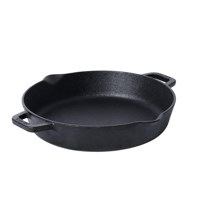 MEYER Meyer Pre Seasoned Cast Iron Skillet | Fry Pan | Iron Pan | Cast Iron Cookware| Cast Iron Frying Pan with 2 Side Handles | Gas and Induction Compatible, 26cm/ 2 litres, Black  - Image 1