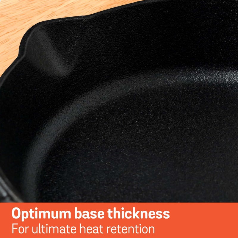 MEYER Meyer Pre Seasoned Cast Iron Skillet | Fry Pan | Iron Pan | Cast Iron Cookware| Cast Iron Frying Pan with 2 Side Handles | Gas and Induction Compatible, 26cm/ 2 litres, Black  - Image 5