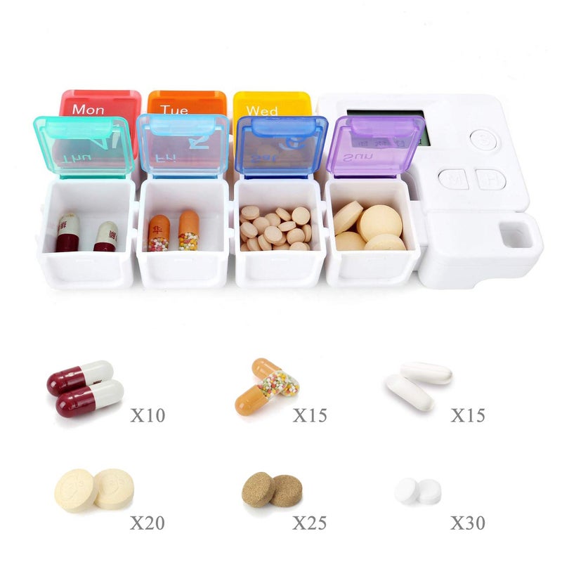 CozyCabin 7 Days Pill Dispenser Organizer with Reminder Alarm - CozyCabin Portable Travel Vitamins Medicine Box Case(Rainbow) - Image 5