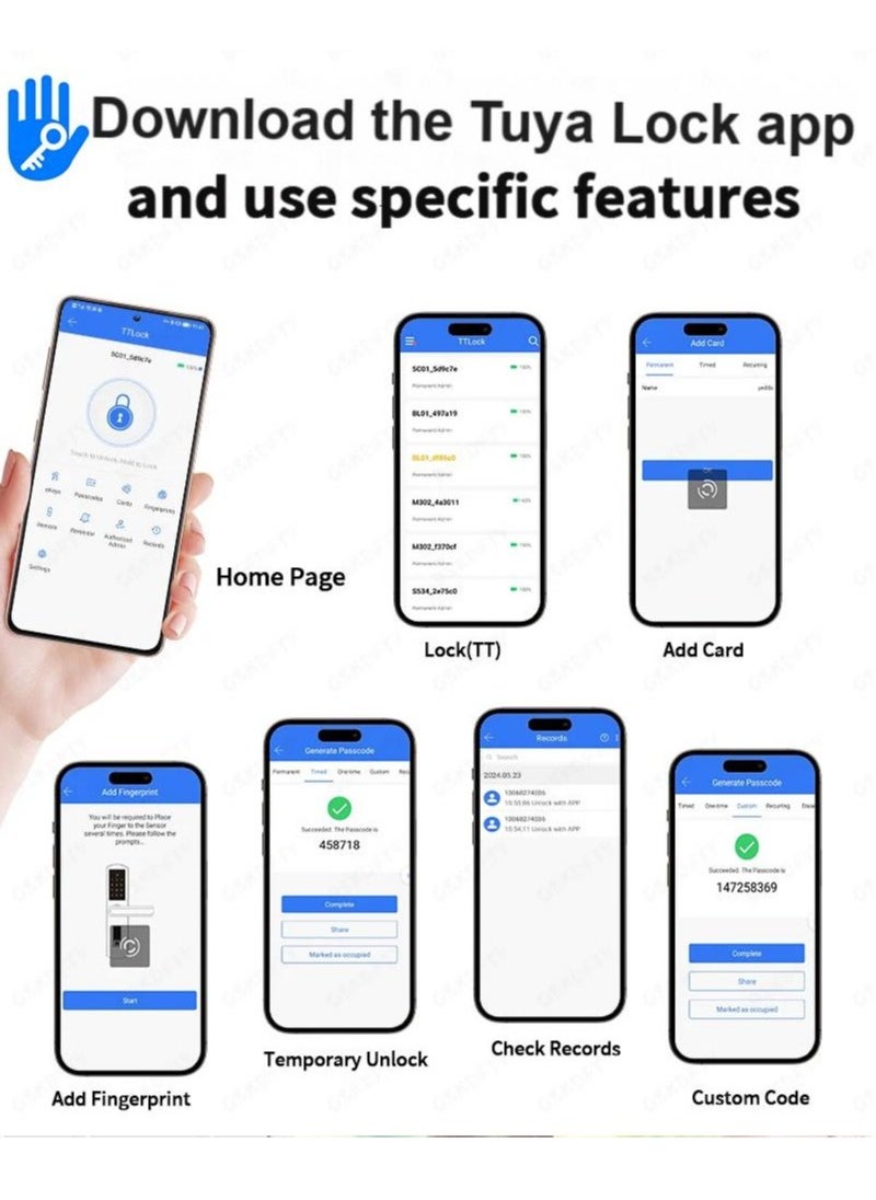 Generic - Smart Fingerprint Door Lock with Tuya App, Password, IC Card, and Key Access - Secure Entry for Home, Hotel, and Apartment (Tuya Arabic version) - Image 1