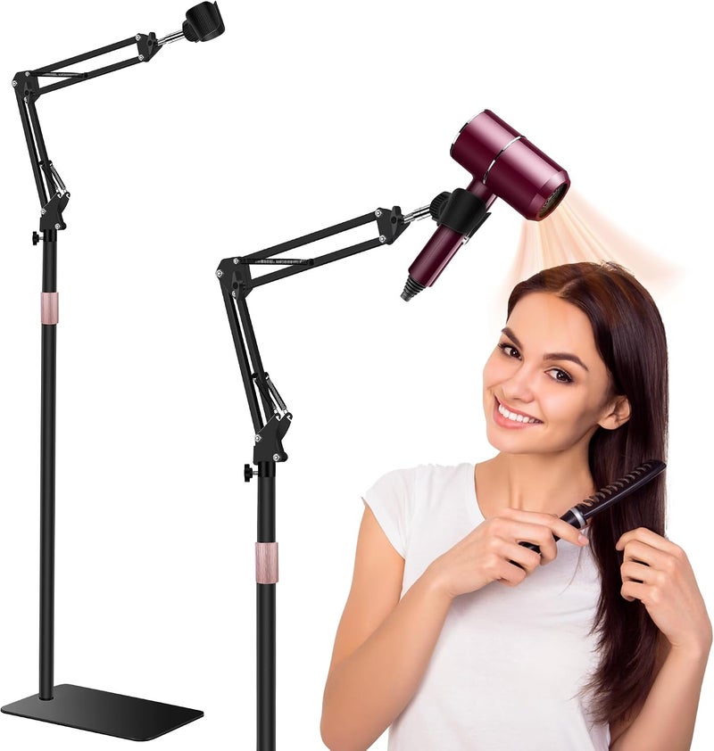 Vivnoon 2023 Upgrade Hair Dryer Stand - 1.68M Adjustable Height Handsfree Holder with Heavy Base and 360 Degree Rotation - Compatible with 99% Hair Dryers - Black - Image 1