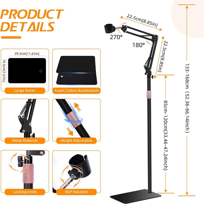 Vivnoon 2023 Upgrade Hair Dryer Stand - 1.68M Adjustable Height Handsfree Holder with Heavy Base and 360 Degree Rotation - Compatible with 99% Hair Dryers - Black - Image 3