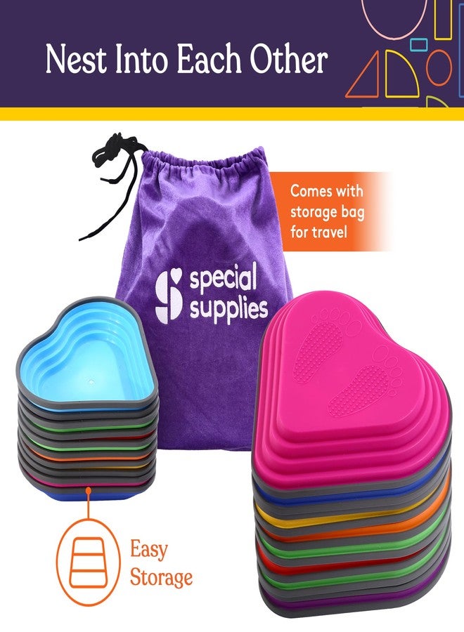 Special Supplies 10 Stepping Stones for Kids Indoor and Outdoor Balance Blocks Promote Coordination, Balance Strength Child Safe Rubber, Non-Slip Edging (Muticolor-Heart) - Image 5