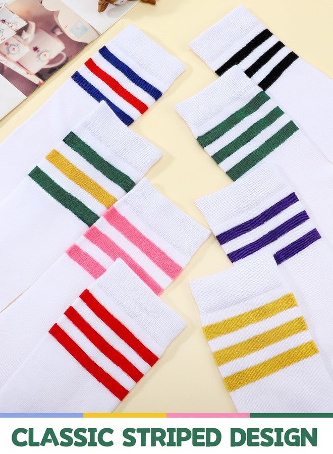 Breathffy 8 Pairs Kids Striped Tube Socks Cotton Knee High Colorful Retro Socks for Kid Boys Girls 6-10 Years(Bright Color) - Image 5
